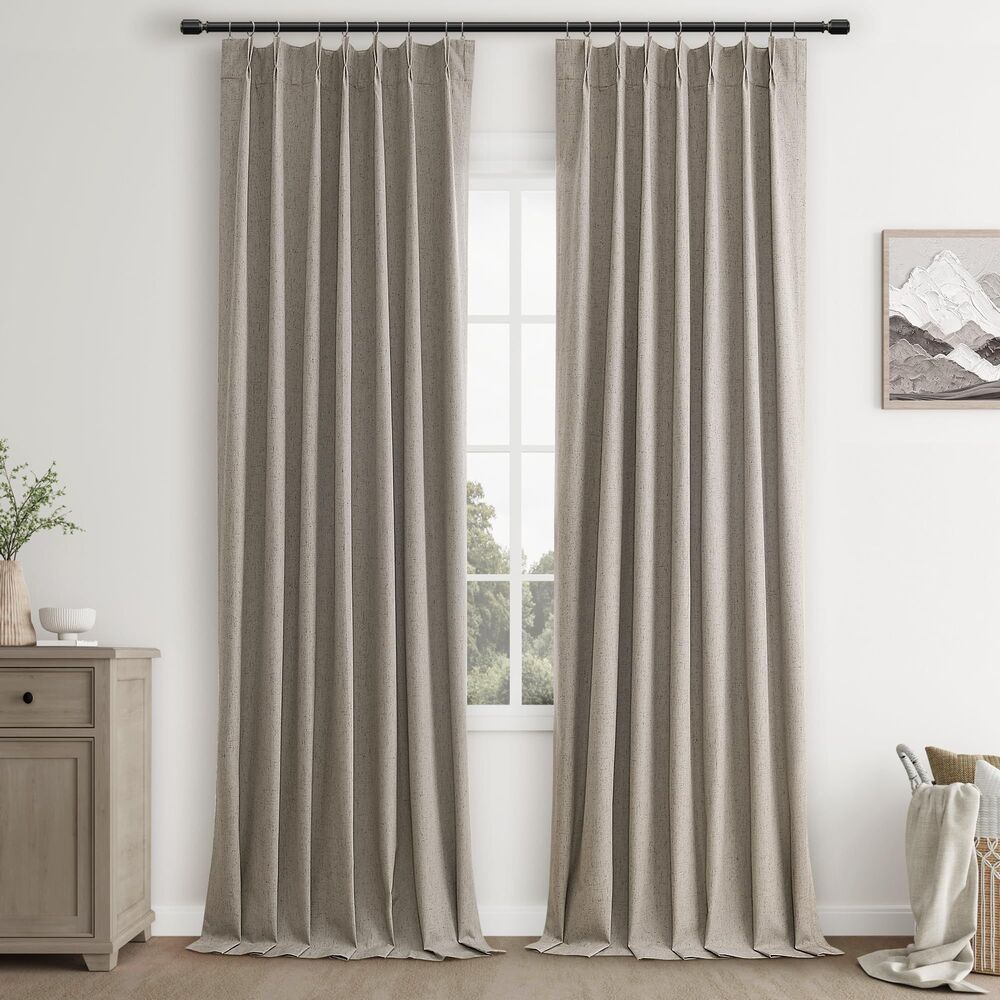 2 Panels, W40 x L108, Linen 100% Blackout Curtains (Dark Apricot)